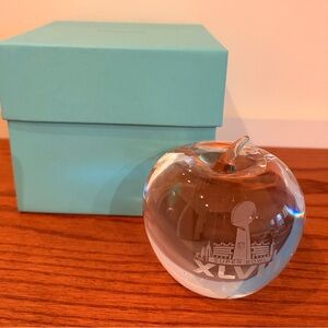 Tiffany & Co. Clear Etched Glass Super Bowl XLVIII Paperweight